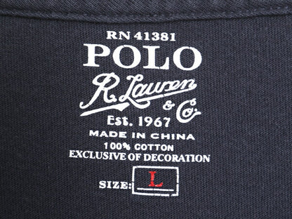 ポロ ラルフローレン ポケット付き 長袖 Tシャツ メンズ L 古着 ロンT ポケT ワンポイント ロングスリーブ カットソー シングルステッチ 紺