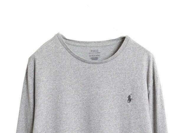 ポロ ラルフローレン 長袖 Tシャツ メンズ XL ロンT コットン ワンポイント ロングスリーブ カットソー シングルステッチ 大きいサイズ 灰