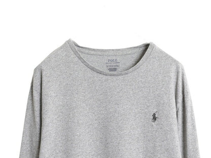 ポロ ラルフローレン 長袖 Tシャツ メンズ XL ロンT コットン ワンポイント ロングスリーブ カットソー シングルステッチ 大きいサイズ 灰