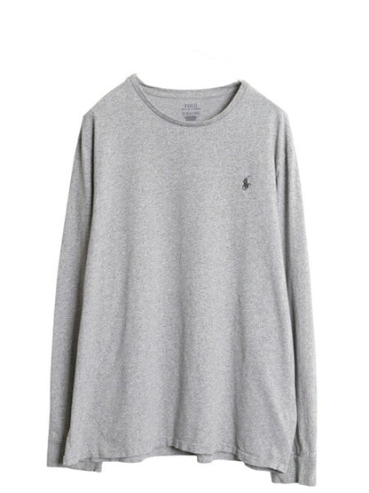 ポロ ラルフローレン 長袖 Tシャツ メンズ XL ロンT コットン ワンポイント ロングスリーブ カットソー シングルステッチ 大きいサイズ 灰