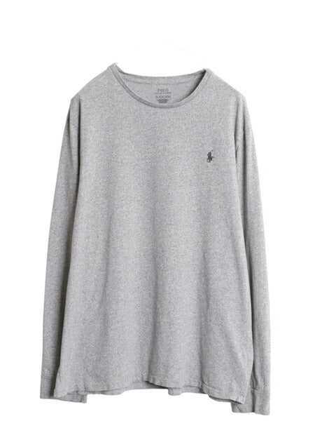 ポロ ラルフローレン 長袖 Tシャツ メンズ XL ロンT コットン ワンポイント ロングスリーブ カットソー シングルステッチ 大きいサイズ 灰