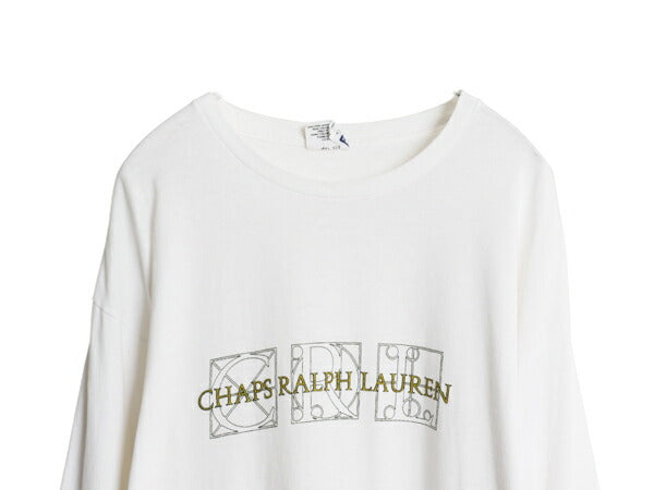 90s USA製 チャップス ラルフローレン プリント 長袖 Tシャツ メンズ L / オールド ポロ ロンT グラフィック ロングスリーブ カットソー 白