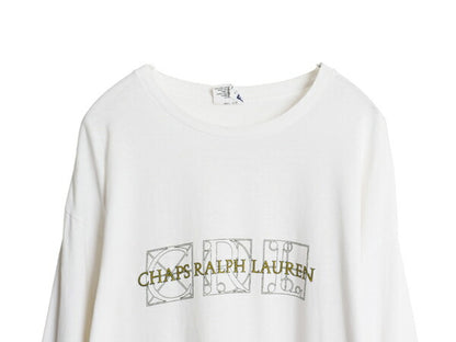 90s USA製 チャップス ラルフローレン プリント 長袖 Tシャツ メンズ L / オールド ポロ ロンT グラフィック ロングスリーブ カットソー 白