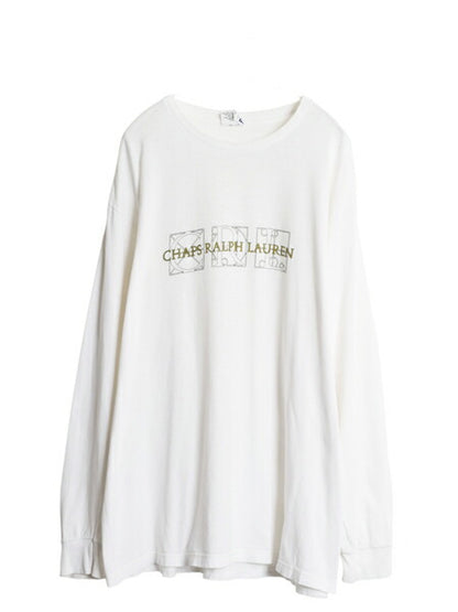 90s USA製 チャップス ラルフローレン プリント 長袖 Tシャツ メンズ L / オールド ポロ ロンT グラフィック ロングスリーブ カットソー 白
