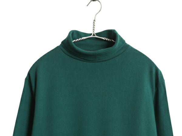 80s USA製 エディーバウアー タートルネック 長袖 Tシャツ メンズ L 古着 ヴィンテージ ロンT スムース コットン 無地 シングルステッチ 緑