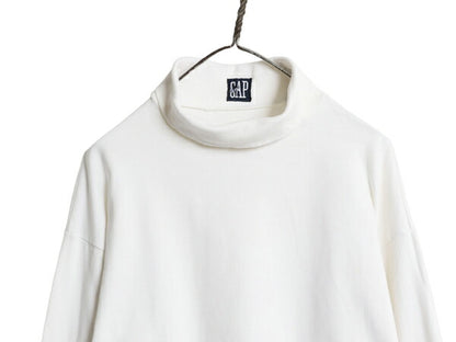90s USA製 オールド ギャップ タートルネック 長袖 Tシャツ メンズ XL ロンT スムース コットン 無地 シングルステッチ 大きいサイズ 厚手