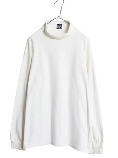 90s USA製 オールド ギャップ タートルネック 長袖 Tシャツ メンズ XL ロンT スムース コットン 無地 シングルステッチ 大きいサイズ 厚手