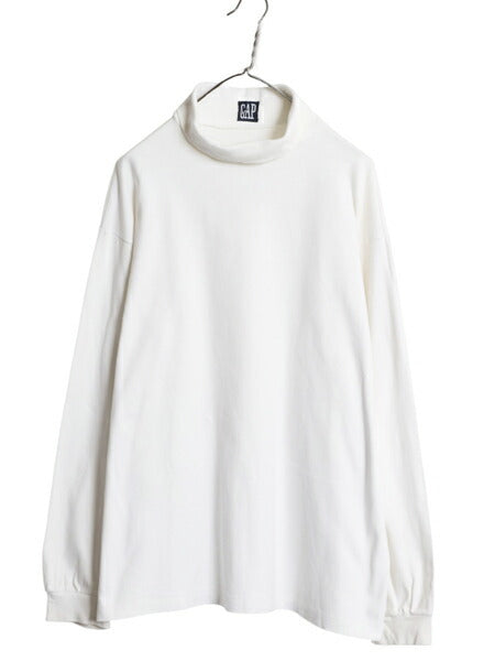 90s USA製 オールド ギャップ タートルネック 長袖 Tシャツ メンズ XL ロンT スムース コットン 無地 シングルステッチ 大きいサイズ 厚手