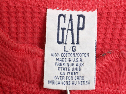 90s USA製 オールド ギャップ ヘンリーネック サーマル 長袖 Tシャツ メンズ L / ロンT ロングスリーブ 無地 カットソー ワッフル インナー