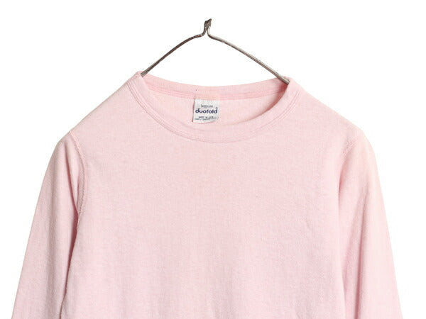 80s USA製 デュオフォールド 2レイヤー 長袖 Tシャツ レディース M 小さめ S ヴィンテージ 無地 ロンT アンダーシャツ カットソー インナー
