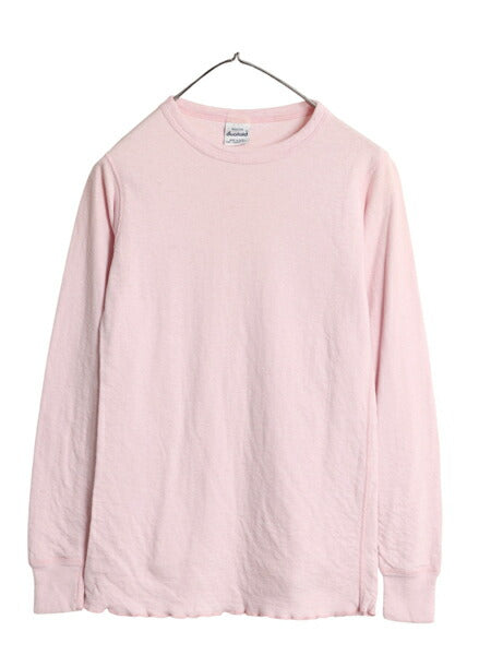 80s USA製 デュオフォールド 2レイヤー 長袖 Tシャツ レディース M 小さめ S ヴィンテージ 無地 ロンT アンダーシャツ カットソー インナー