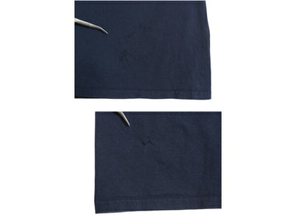 00s アディダス ワンポイント ロゴ 刺繍 半袖 Tシャツ メンズ XL オールド ヘビーウェイト コットン カットソー 大きいサイズ シンプル 紺