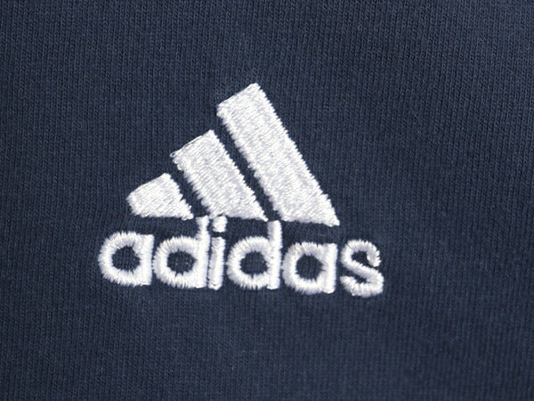 00s アディダス ワンポイント ロゴ 刺繍 半袖 Tシャツ メンズ XL オールド ヘビーウェイト コットン カットソー 大きいサイズ シンプル 紺