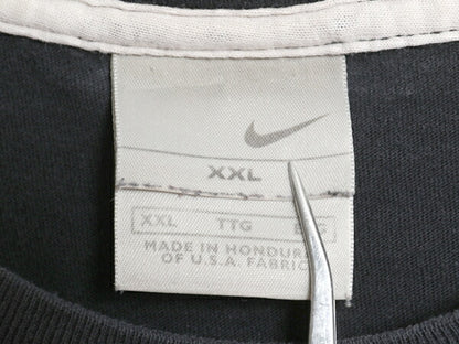 00s ナイキ スウッシュ 刺繍 半袖 Tシャツ メンズ XXL オールド ヘビーウェイト コットン ワンポイント カットソー 大きいサイズ ブラック