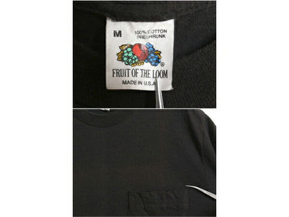 80s USA製 フルーツオブザルーム ポケット付き 無地 半袖 Tシャツ メンズ M 小さめ S 程/ ヴィンテージ シングルステッチ ポケT 耳付き 黒