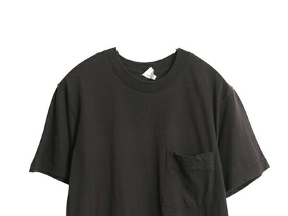 80s USA製 フルーツオブザルーム ポケット付き 無地 半袖 Tシャツ メンズ M 小さめ S 程/ ヴィンテージ シングルステッチ ポケT 耳付き 黒