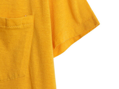 80s USA製 マクレガー ポケット付き 無地 半袖 Tシャツ メンズ L 小さめ M 古着 ヴィンテージ シングルステッチ ポケT カットソー イエロー