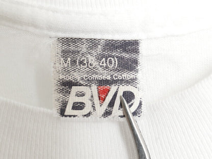 80s USA製 BVD 無地 半袖 Tシャツ M 小さめ メンズ S 程 ヴィンテージ コットン シングルステッチ アンダーシャツ カットソー シンプル 白