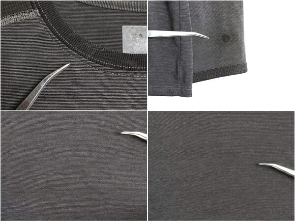 ノースフェイス ボーダー 長袖 Tシャツ メンズ L / アウトドア ロンT ロングスリーブ カットソー インナー ストレッチ ワンポイント 黒 灰
