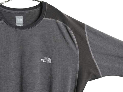 ノースフェイス ボーダー 長袖 Tシャツ メンズ L / アウトドア ロンT ロングスリーブ カットソー インナー ストレッチ ワンポイント 黒 灰