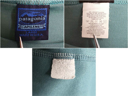 90s USA製 パタゴニア キャプリーン 長袖 Tシャツ メンズ L オールド アウトドア ロンT アンダーシャツ ストレッチ インナー 無地 グリーン