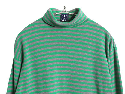 90s オールド ギャップ タートルネック ボーダー 長袖 Tシャツ メンズ レディース S / ロンT スムース コットン シングルステッチ ツートン