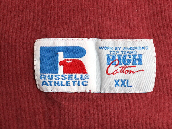 90s ラッセル モックネック 長袖 Tシャツ メンズ XXL オールド 無地 ロンT ヘビーウェイト カットソー 大きいサイズ ワンポイント シンプル