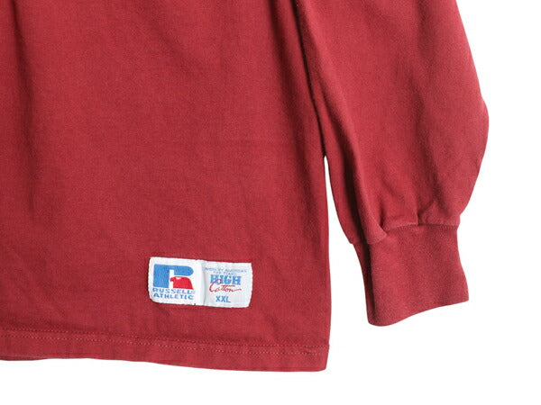 90s ラッセル モックネック 長袖 Tシャツ メンズ XXL オールド 無地 ロンT ヘビーウェイト カットソー 大きいサイズ ワンポイント シンプル