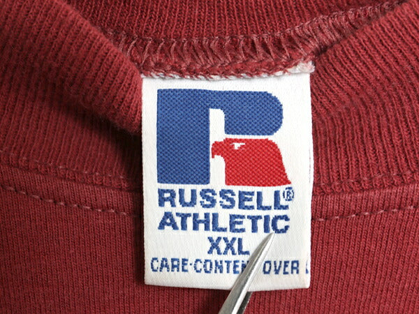 90s ラッセル モックネック 長袖 Tシャツ メンズ XXL オールド 無地 ロンT ヘビーウェイト カットソー 大きいサイズ ワンポイント シンプル