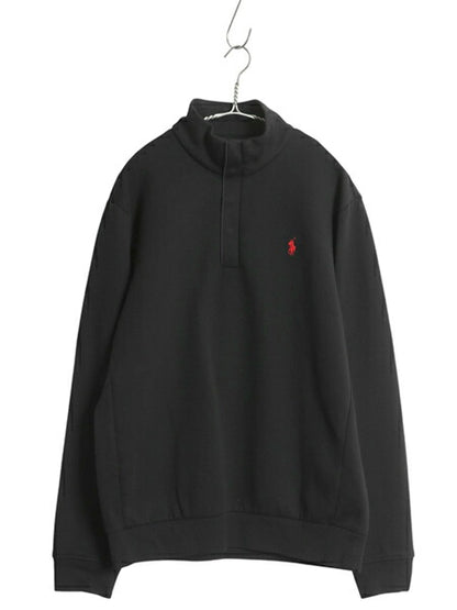 ポロ ラルフローレン ヘンリーネック スウェット メンズ L / トレーナー ハイネック ジャージ 素材 ストレッチ ワンポイント トップス 黒