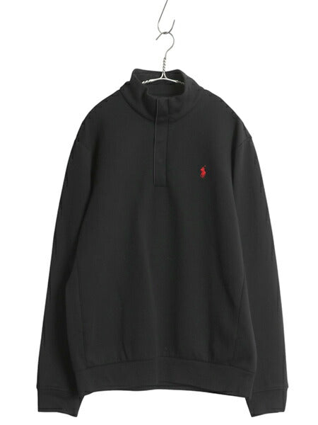 ポロ ラルフローレン ヘンリーネック スウェット メンズ L / トレーナー ハイネック ジャージ 素材 ストレッチ ワンポイント トップス 黒