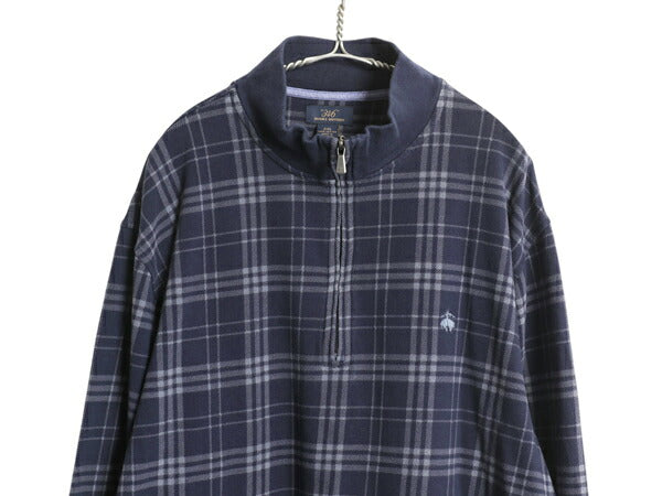 ブルックスブラザーズ ハーフジップ カットソー メンズ XXL 古着 トレーナー スウェット プルオーバー チェック 大きいサイズ ワンポイント