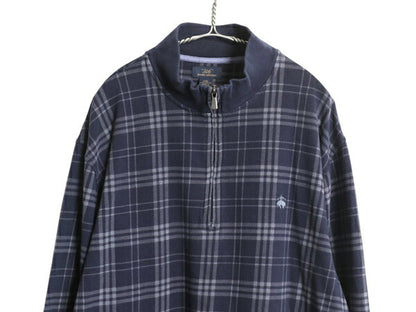 ブルックスブラザーズ ハーフジップ カットソー メンズ XXL 古着 トレーナー スウェット プルオーバー チェック 大きいサイズ ワンポイント