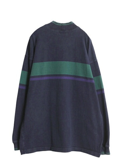 80s USA製 エルエルビーン モックネック ボーダー 長袖 Tシャツ メンズ XL 古着 ヴィンテージ アウトドア ロンT ラガーシャツ 大きいサイズ