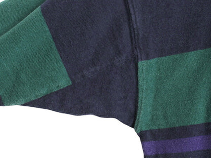 80s USA製 エルエルビーン モックネック ボーダー 長袖 Tシャツ メンズ XL 古着 ヴィンテージ アウトドア ロンT ラガーシャツ 大きいサイズ