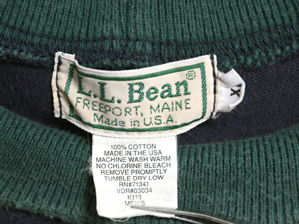 80s USA製 エルエルビーン モックネック ボーダー 長袖 Tシャツ メンズ XL 古着 ヴィンテージ アウトドア ロンT ラガーシャツ 大きいサイズ