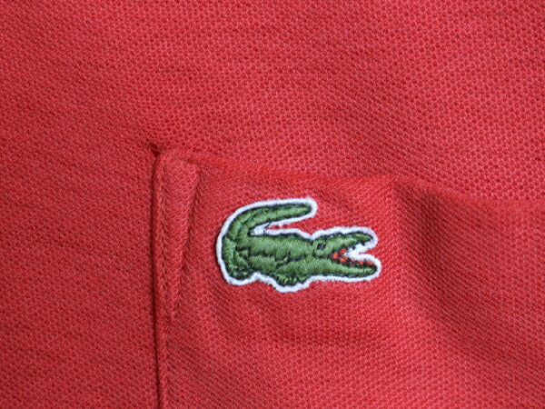 80s ラコステ 鹿の子 半袖 ポロシャツ メンズ XL 小さめ L 程 ヴィンテージ 半袖シャツ ポケット付き カットソー ワンポイント ボックス 赤