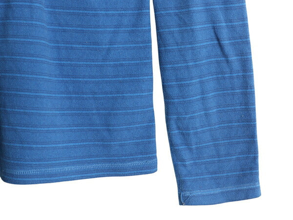 パタゴニア マイクロD ハーフジップ ボーダー フリース プルオーバー キッズ XL レディース S 程 11年製 ロンT 長袖 Tシャツ ハイネック 青