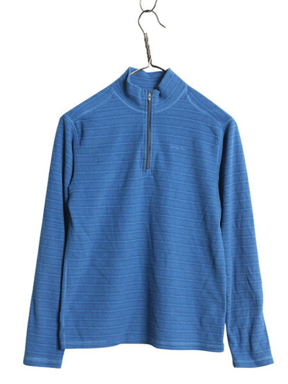 パタゴニア マイクロD ハーフジップ ボーダー フリース プルオーバー キッズ XL レディース S 程 11年製 ロンT 長袖 Tシャツ ハイネック 青