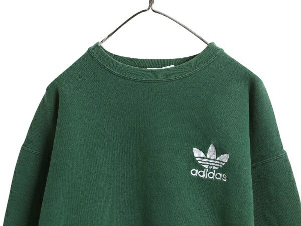 90s USA製 アディダス ワンポイント スウェット メンズ レディース M / オールド トレーナー ヘビーウエイト 裏起毛 トレフォイル ロゴ刺繍