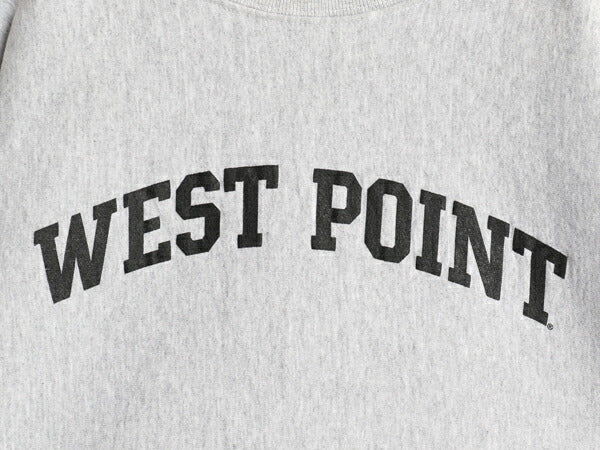 90s USA製 WEST POINT プリント スウェット メンズ XL オールド リバース タイプ トレーナー 軍物 ミリタリー 裏起毛 大きいサイズ グレー