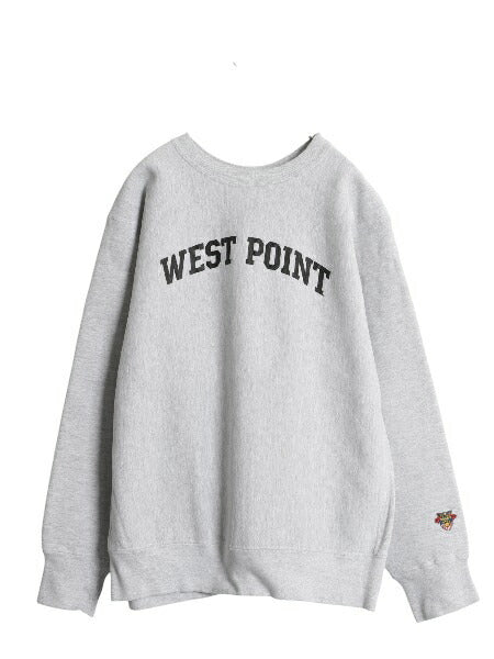 90s USA製 WEST POINT プリント スウェット メンズ XL オールド リバース タイプ トレーナー 軍物 ミリタリー 裏起毛 大きいサイズ グレー