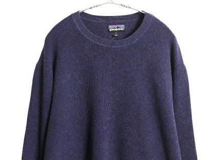 パタゴニア ユークラッグ ニット セーター メンズ XL 古着 18年製 アウトドア 無地 ワッフル リブ編み 大きいサイズ ワンポイント ネイビー