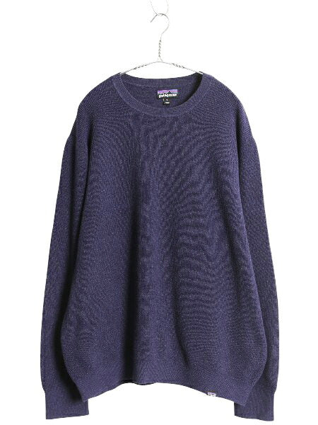 パタゴニア ユークラッグ ニット セーター メンズ XL 古着 18年製 アウトドア 無地 ワッフル リブ編み 大きいサイズ ワンポイント ネイビー