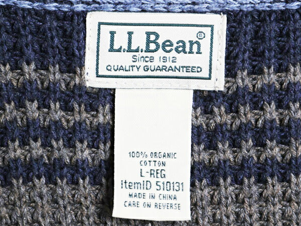 エルエルビーン ロールネック ボーダー ニット セーター メンズ L / オーガニック コットン リブ編み チャンキー ハイネック マルチカラー