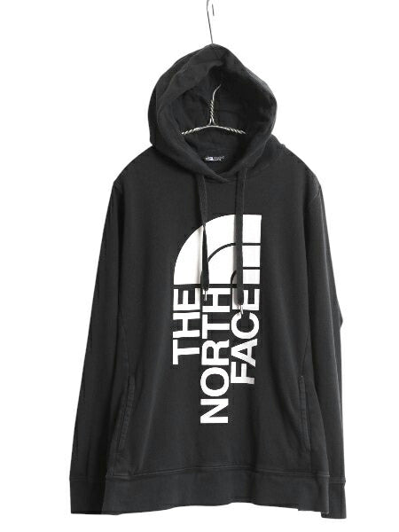 ノースフェイス プリント スウェット フード パーカー レディース XXL アウトドア トレーナー プルオーバー 裏起毛 大きいサイズ ブラック