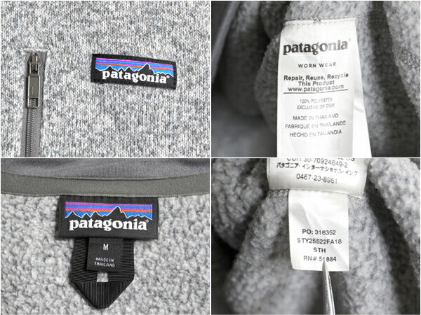 パタゴニア ベターセーター ハーフジップ メンズ M 18年製 Patagonia フリース ジャケット プルオーバー ブルゾン 裏起毛 カレッジ 刺繍 灰