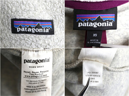 パタゴニア シアーリング ジャケット レディース XS 18年製 Patagonia アウトドア フルジップ フリース 毛足 ボア ハイネック ツートン 灰
