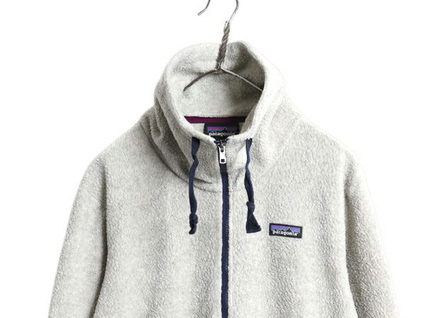 パタゴニア シアーリング ジャケット レディース XS 18年製 Patagonia アウトドア フルジップ フリース 毛足 ボア ハイネック ツートン 灰