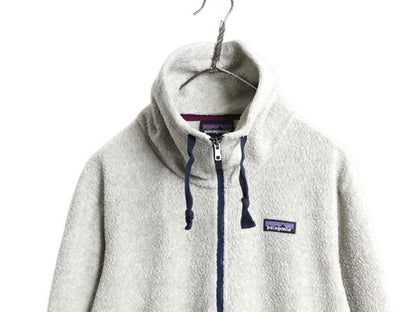 パタゴニア シアーリング ジャケット レディース XS 18年製 Patagonia アウトドア フルジップ フリース 毛足 ボア ハイネック ツートン 灰